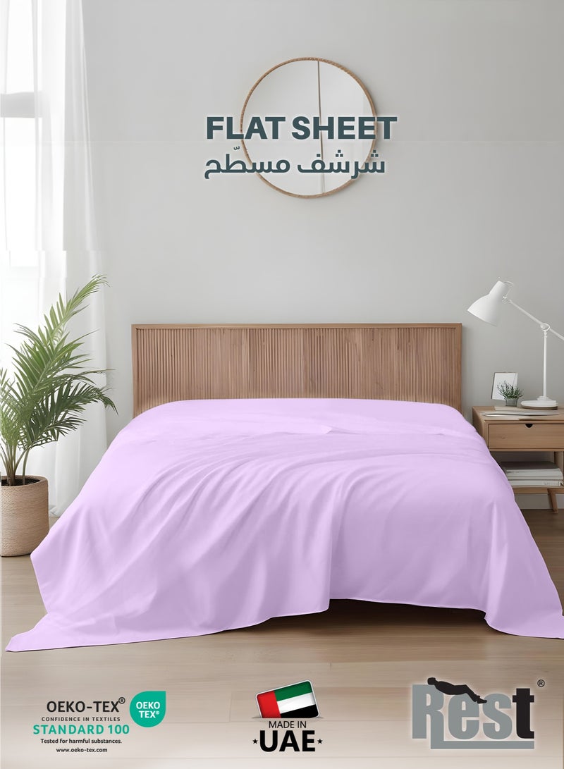 REST Flat Bedsheet 220x240cm Plush Light Purple Breathable Machine Washbale Bedsheet Extra Soft Easy Fit Highly Breathable Bedding & Linen Cover - Image 4